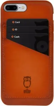 Wallet case for iPhone 7/8 Plus Hand Colored Leather - Tangerine
