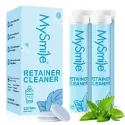 MySmile Retainer Cleaner with 120 Denture Cleaning Tablets, Quickly Remove Od...