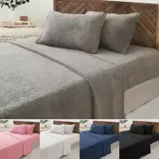 Single/KS/Double/Queen/King Teddy Bear Fleece Soft Warm Fitted Flat Sheet Set