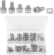 KuanStore 56 Pack Motorcycle Battery Terminal Nuts and Bolt Kit M6 x 10 mm 12 mm 16 mm 20 mm Bolt Square Nut Kit Stainless Steel Motorcycle Battery Screw and Nut for ATV Bike Scooter,KUA_1001