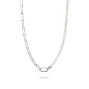 Genuine THOMAS SABO Connect Charm Necklace Paperclip with Pearls Silver