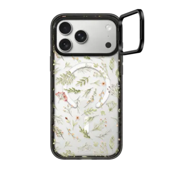 iPhone 17 Pro Max Impact Ring Stand Case MagSafe Compatible Modern Pink Yellow Green Watercolor Floral Berries