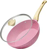 Nonstick Deep Frying Pan Skillet, 10 Inch Saute Pan with Lid, Non Stick Fry Pan Chef's Pan Healthy Stone Cookware Cooking Pan Omelet Pans, Stay-Cool Handle, PFOA Free, Induction Compatible