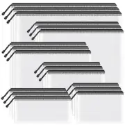 Umriox Zipper Mesh Document Pouch, 6 Assorted Size (Black, 18 Packs), Clear Z...