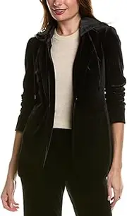 [Anne Klein] Women's Velvet Notch Collar Jacket W/Hood