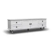 Foret TV Cabinet Stand Entertainment Unit Storage Shelf Classic White Wood 140cm