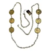 NWT Vintage Monet Roman Coin Gold Tone Necklace 37” Adjustable