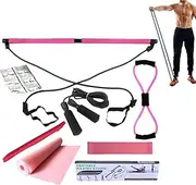 Home Pilates Kit - Pilates Bar Skipping Rope Yoga Bands,8X Workout Equipment Stretching, Home Gym Accessories for Women Men Full Body Exercise