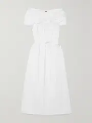 [Adam Lippes] Adam Lippes - Off-the-shoulder Ruched Cotton-poplin Midi Dress - White - small small White