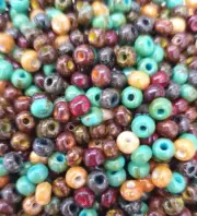 Czech Glass Seed Beads Size 6/0 " TRAVERTINE MIXTURE SOUTHWEST " Loose 50 gm