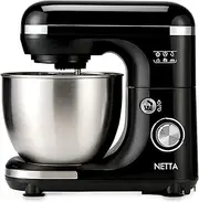 [NETTA] Stand Mixer 600W Tilt Head Food Mixer - Including Dough Hook, Whisk and Beater - 7 Different Speed Settings, 5L Stainless Steel Mixing Bowl - Includes Splash Guard