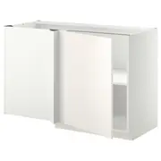 METOD corner base cabinet with shelf, white/Veddinge white, 128x68x80 cm