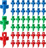 Winsyison 45pcs Drip Irrigation Emitters, 90/180/360 Degrees Irrigation Drip Heads, Micro Sprinkler Heads for Plants Lawn Water Irrigation System- Blue & Green & Red
