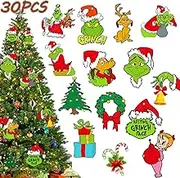 30PCS Grinch Christmas Tree Decorations - Exquisite Grinch Christmas Tree Decorative Hanging Ornaments Holiday Xmas Ornaments Christmas Decorations Indoors Home Decor