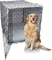 101mart Dog Crate Cover 42 Inch | Pet Kennel Cover Fits Most Standard 1 to 3-Door Wire Dog Crates | Liquid Repel, Wrinkle Less, Machine Wash & Dry | Stylish Fabric Pattern for Home Decor
