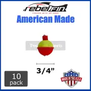 10-PACK - 3/4" .75 inch - ROUND Orange & Yellow Fishing BOBBERS Floats Corks