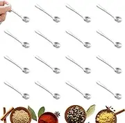 Foxtell 16 PCS Mini Stainless Steel Spice Spoons, 2.87" x 0.59" Tiny Spoons for Spice Jars, Small Containers, Pepper Salt Sugar Tea Jars