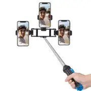 Triple Smartphone Mount Adapter for Tripod Monopods + Selfie Tripod Selfie Stick
