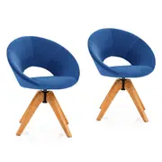 Costway 2pcs Swivel Velvet Office Chair Desk Accent Chair Height Adjustment Armchair Home Work Study Blue