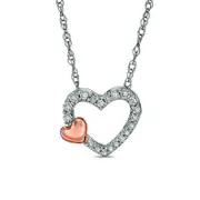 Natural Diamond Accent Double Heart Pendant in 10K Two-Tone Gold