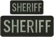 "Sheriff" embroidery patch 3x8 and 2x4 inches hook grey letters