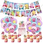 Kirby Theme Birthday Balloon Cake Topper Bunting Flag Banner Party Decoration