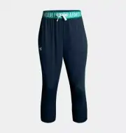 NWT Under Armour Tech Capris Heat Gear Loose Fit Blue Youth Girls Sz L Bin 7