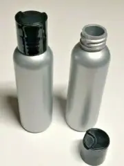 Silver PET Plastic Bottle. 2 oz Disk Dispensing Cap. Wholesale Lot 100 Free Ship