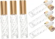 DONFAMDS 10pcs Glass Essential Oil Roller Bottles Sloping Grain Design for Perfume Makeup Travel Use Refillable Smooth Rolling Ball for Oils and Liquids