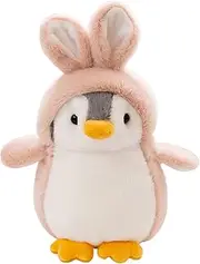 9.8 inch Penguin Plush Toy, Cute Penguin Plush Stuffed Animal Plush Doll Christmas Birthday Gift, Kawaii Plush Penguin Doll Hugging Pillow Penguin Stuff Plush Doll Plushies Throw Pillow(Pink Rabbit)
