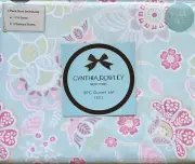 CYNTHIA ROWLEY BLUE PINK JACOBEAN FLORAL FULL DUVET COVER SET W/ SHAMS