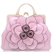 Womens Rose Flower Evening Clutches Formal Party Totes Shoulder Bag-Pink