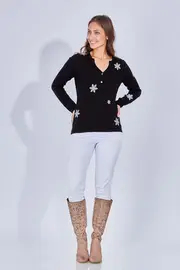 Falling Snowflakes Cashmere Henley--SNO-FSHC-W16
