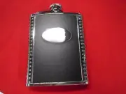 'GENUINE' BUSHMILLS Whiskey logo FLASK black 6oz stainless steel Old Distillery