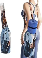 JKLQWH Colourful Cartoon Horses Printed Yoga Mat Bag Long Tote with Pockets for Your Yoga Accessories Exercise Yoga Mat Carrier Holder Multi-Functional Storage Bag Holds Most Pilates Mats