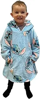 Hugzee Oversized Wearable Hooded Fleece | Super Warm and Cosy, Sherpa Lined Official Disney Lilo and Stitch Design | Perfect for Smaller Kids Age 3-6 Years, One Size Suggested Height 55cm+