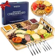 Large Charcuterie Boards Gift Set: Bamboo Cheese Board and Knife Set - 10 Entertaining Accessories for Mother's Day, Weddings, Housewarming, New Home