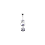 Bunny Jeweled Hanging Flower Dangling Belly Ring