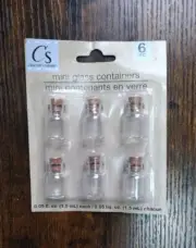 1 SET Of 1.5ml Mini Glass Bottles Jars Vials Container w/ Cork 6pc NEW
