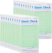Green Guest Check Books for Servers (20 Pack) Server Note Pads, Waiter Checkbook