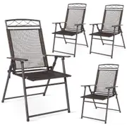 Costway 4x Outdoor Dining Chairs Folding Patio Bistro Set Cast Iron Backyard Garden Furniture