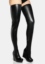 [AZALEA WANG] Black None Of Your Business Wedge Boots