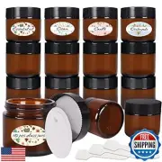 Keketin 2 oz Amber Glass Jars,15 Pack Empty Cosmetic Containers with Inner Li