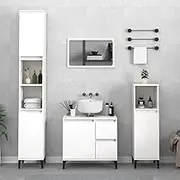White Bathroom Cabinet Set, Toilet Paper Holder Organizer, Small Slim Narrow Storage, Engineered Wood Baño para, Wall Cabinet, Maximizing Space