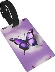 [CADREWY] Purple Butterfly Print Print Luggage Tags for Suitcases Compact Lightweight for Travel Cruises and Airports