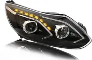Car Styling Compatible For Focus 2012 2013 2014 Compatible For Fari Focus 3 LED Faro DRL Lente A Doppio Raggio Bi-Xenon Accessori Auto(6000 k freddo,55W)