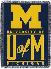 Northwest NCAA Michigan Wolverines Unisex-Adult Woven Jacquard Throw Blanket, 46" x 60", Prestigious