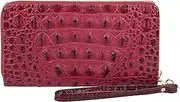 [Aisi] Women Men Leather Wallet Embossed Crocodile Clutch Wallet Credit Card Holder