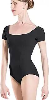 [Wearmoi] Wear More Premiere Ballet Short Sleeve Leotard for Women [ REVERENCE ] Square Cut Neck & Moderate Leg Line Front Lined