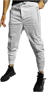 [CUOREZ] Casual Long Pants, Men's Zippered Pockets, Thin Four Sided Running Sports Leggings